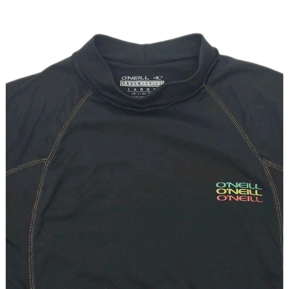 O'Neill Shirt Rash Guard TRVLR Series Men Large UPF 50 Swim Surf Black Long Slv